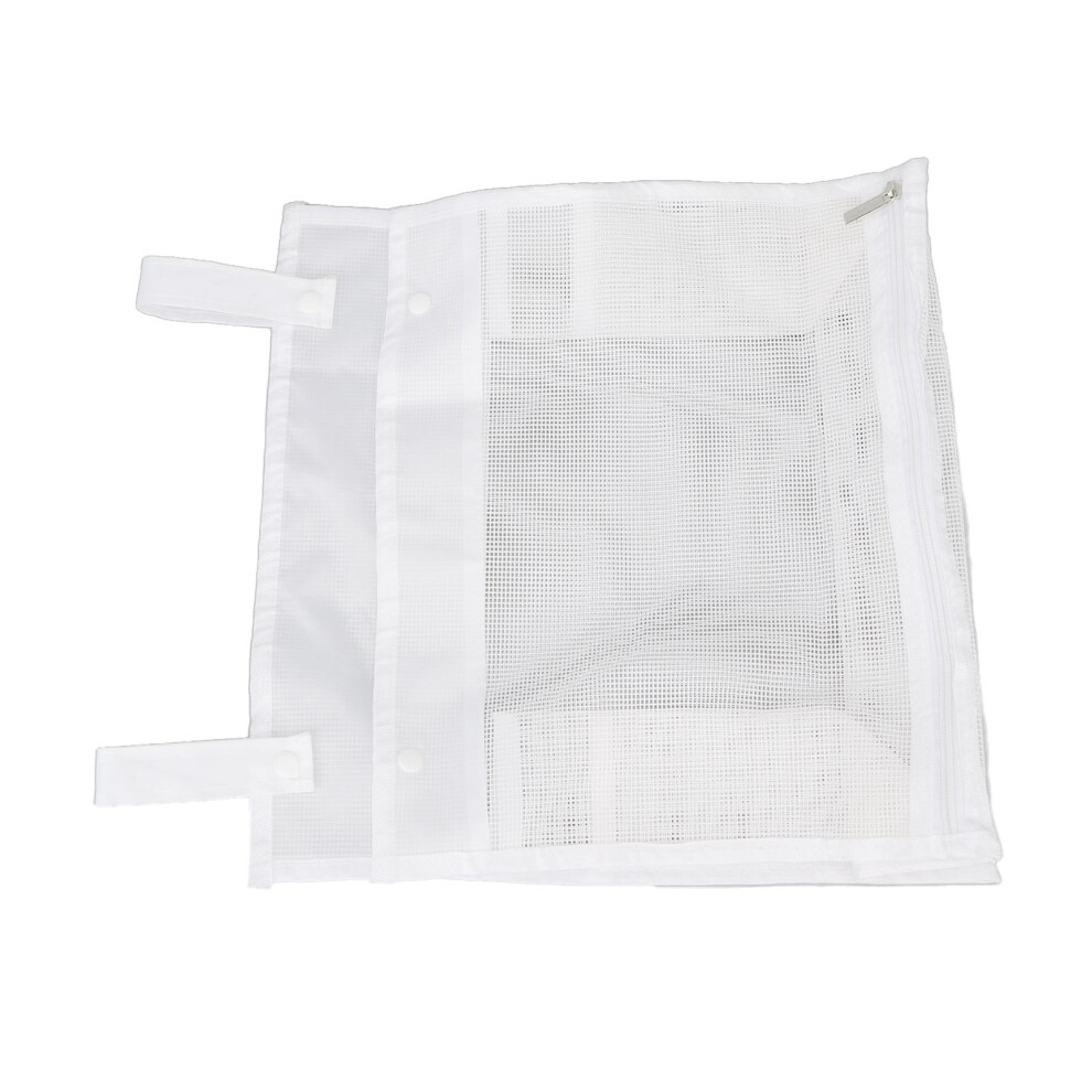 Baby Mesh Bath Toy Organizer Large Capacity Kid Bathroom Toy Holder Snap Button Zipper Storage Bag White