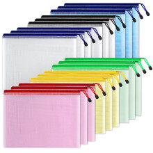 SUNEE Custodia con cerniera in rete di plastica 10x14 pollici (9 colori 18 confezioni) Borsa con cerniera extra large resistente all'acqua per fo