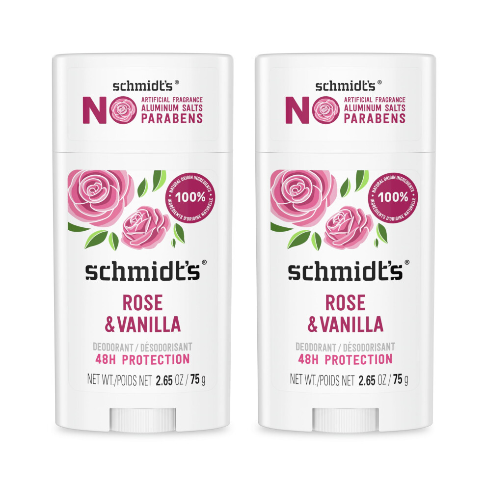 Schmidt's Aluminum-Free Vegan Deodorant Rose & Vanilla with 24 Hour Odor Protection 2 Count for Women and Men  Natural Ingredients  Cruelty-Free  2.65-image-OPC-PGMBMSW-NEW
