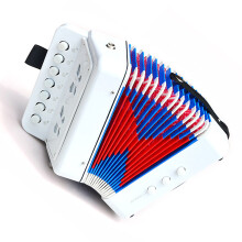 Accordion Toy Children Accordion Musical Instrument 2 Bass 7 Keys for Kids Infant White