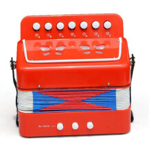 Accordion Toy Children Accordion Musical Instrument 2 Bass 7 Keys for Kids Infant Red