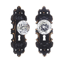 Oil Rubbed Bronze Cabinet Knobs Antique Drawer Pulls Dummy Door Knob with Plate for Bedroom Furniture Closet Dresser Drawers Cupboard  Vintage Clear D