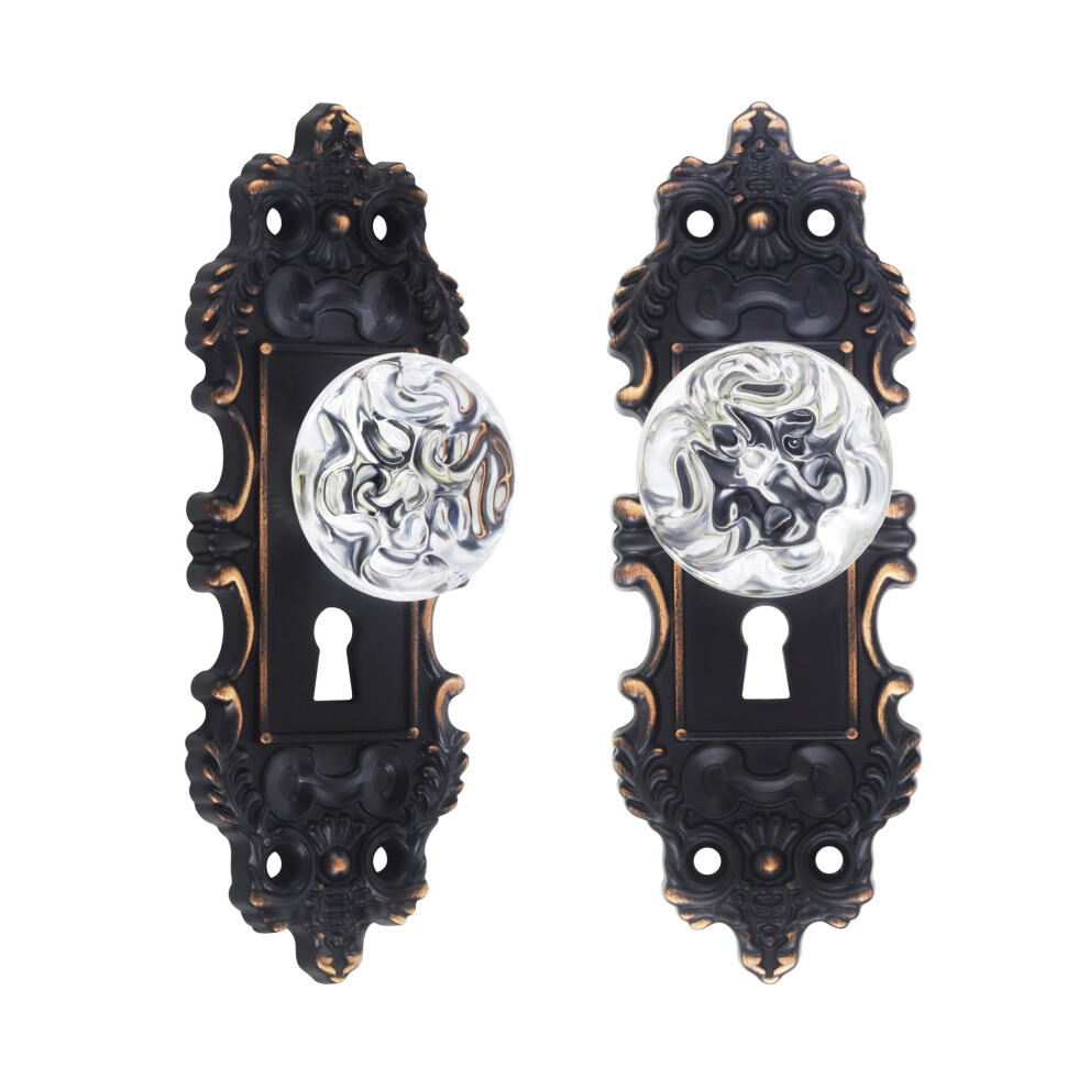 Boutons De Meuble En Bronze Huilé, PoignéEs De Tiroir Antiques, Bouton De Porte Factice Avec Plaque Pour Meubles De Chambre à Coucher, Placard, T-image