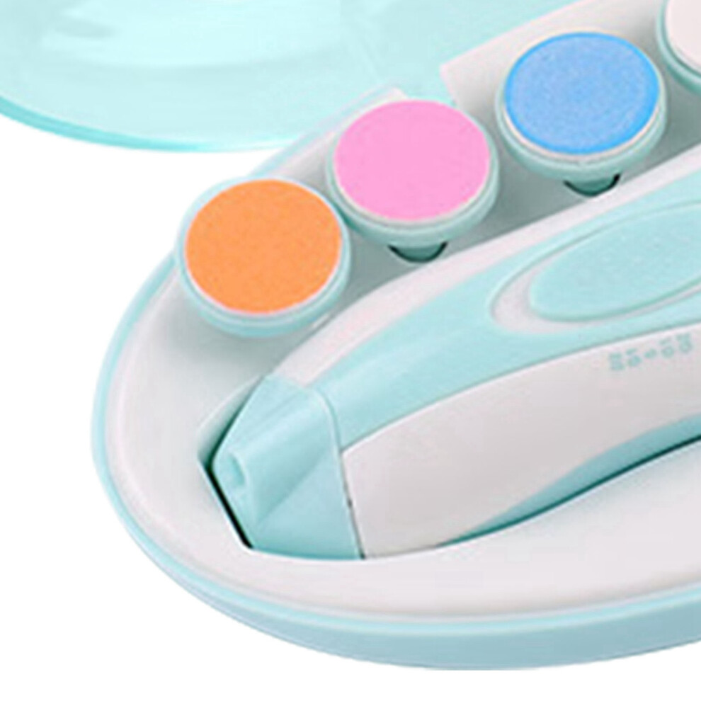 Baby Nail Trimmer Electric Nail Polishing Grooming Kit 6 Grinding Heads For Newborn Infant Toddler Blue