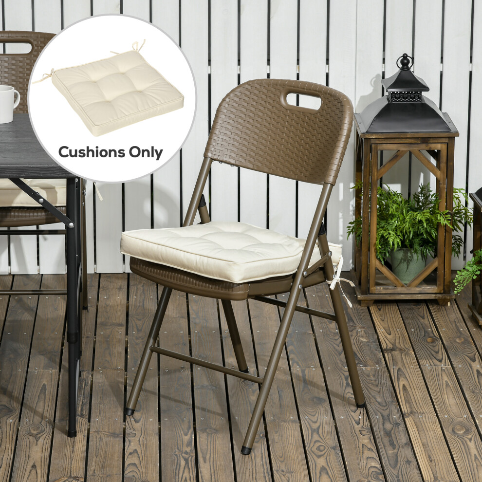 Outsunny 42 x 42cm Replacement Garden Seat Cushion Pad with Ties, Cream