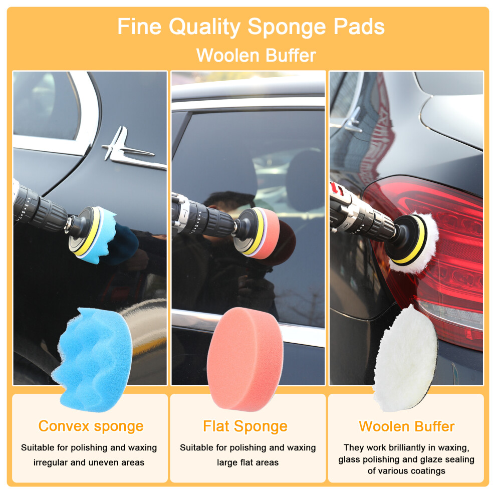 38Pcs Car Polishing Pads Waxing Buffing Sponge Pad Kit Set For Car Polisher Buffer Waxer Sander Polishing Tool Set 5071319178600