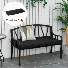 Outsunny Garden Bench Cushion 2 Seater Seat Pad Indoor& Outdoor Use Black