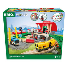 Set de estacin central de Brio - Conjunto de vas de tren de madera interactiva | Diseo de compromiso para nios | Certificado de seguridad | Mader