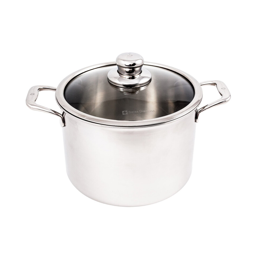 Swiss Diamond Premium Clad 5-Ply Stainless Steel 7.9 Quart Dutch Oven with Lid Included and Satin Exterior Finish  9.5 Inch Induction Compatible-image-OPC-PHTFY6Q-NEW