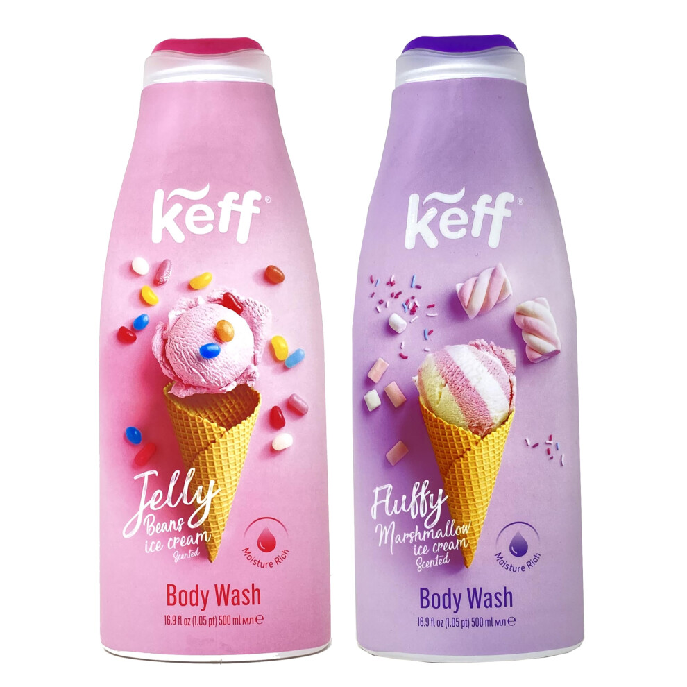 Keff Creamy Dessert Body Wash - Product of Israel  Moisturizing Body Wash with Shea Butter  Vitamin E  and Aloe Vera 16 Ounce (Pack of 2) (Jelly-image-OPC-PHTFXX6-NEW