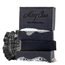 Mary Case Sabonete em barra totalmente natural para homens e mulheres (conjunto de 4) - Sabonetes corporais de carvo ativo com leos de oliva e