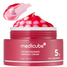 medicube TXA+Niacinamid Capsule Cream | Dual Radiance Moisturizer Idealisk fr anvndning efter flckvrd | Fr ojmn hudtonsstruktur och terfuk