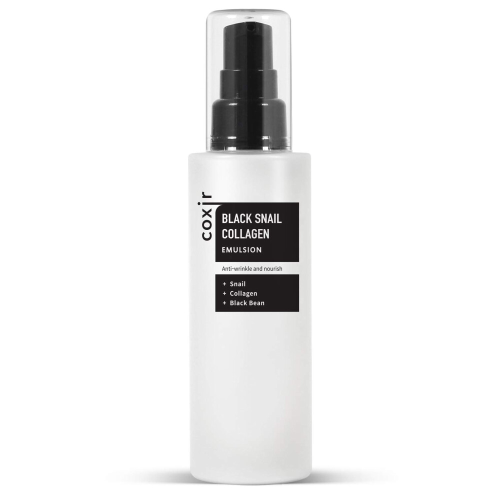 Coxir Black Snail Collagen Emulsion | Rice Snail Mucin Collagen Hyaluronic Acid | Lightweight Face Moisturizer | Firming Nourishing Ko