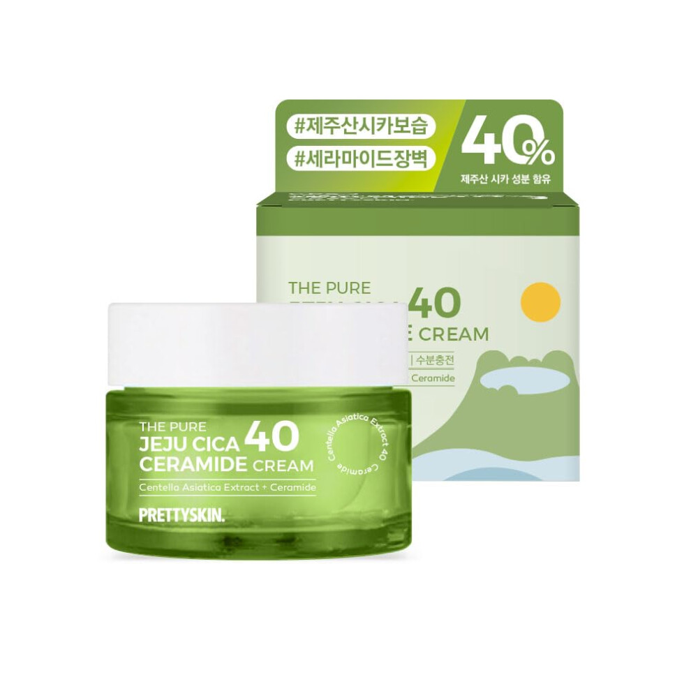 Prettyskin Cream Centella Asiatica Extract 40% Korean Skin Care Moisturizing Facial 1.75Fl.oz.(52Ml) With Hyaluronic Acid Ceramide & Shea Butter