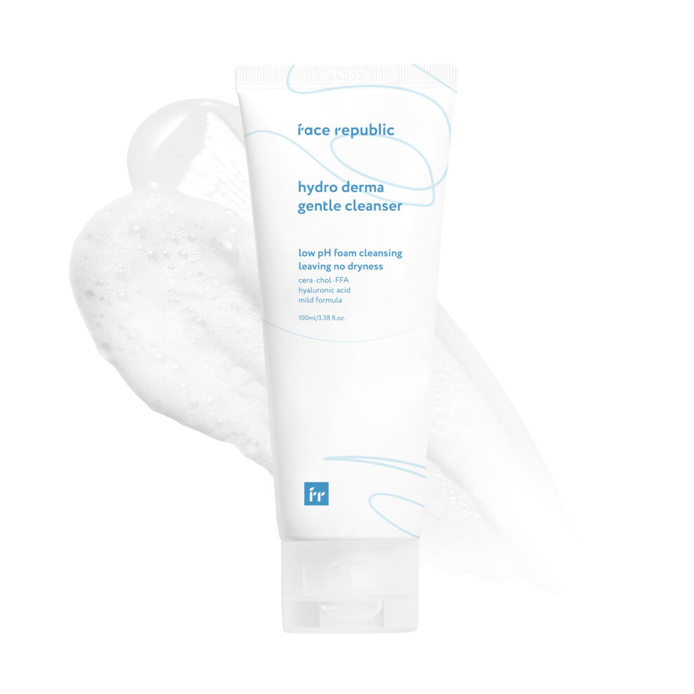 Face Republic Hydro Derma Gentle Cleanser 100Ml 3.38 Fl Oz | Extra Gentle Foam | Ceramide Np Hyaluronic Acids Panthenol |For Sensitive Skin | V