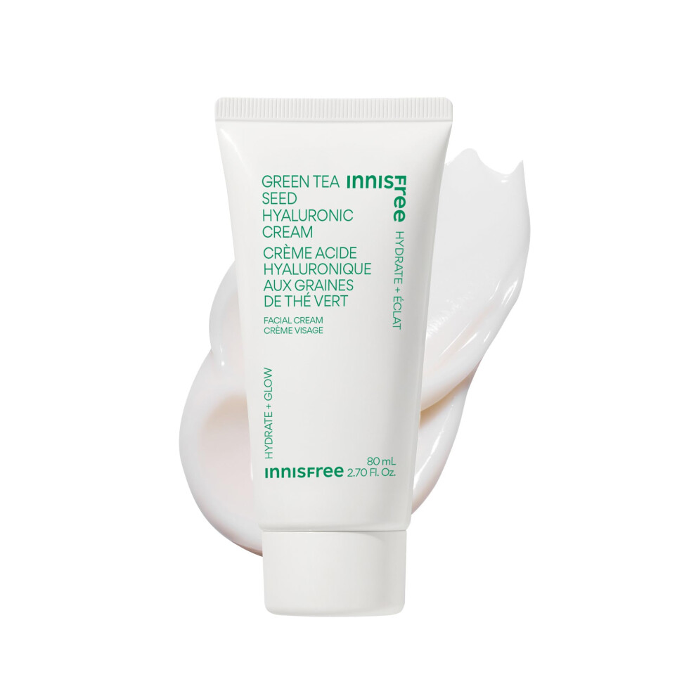 Innisfree Green/Cream Jumbo Tea Seed Hyaluronic Acid With Barrier Boosting Complex And Ceramide Korean Hydrating Face Moisturizer For Dry Skin