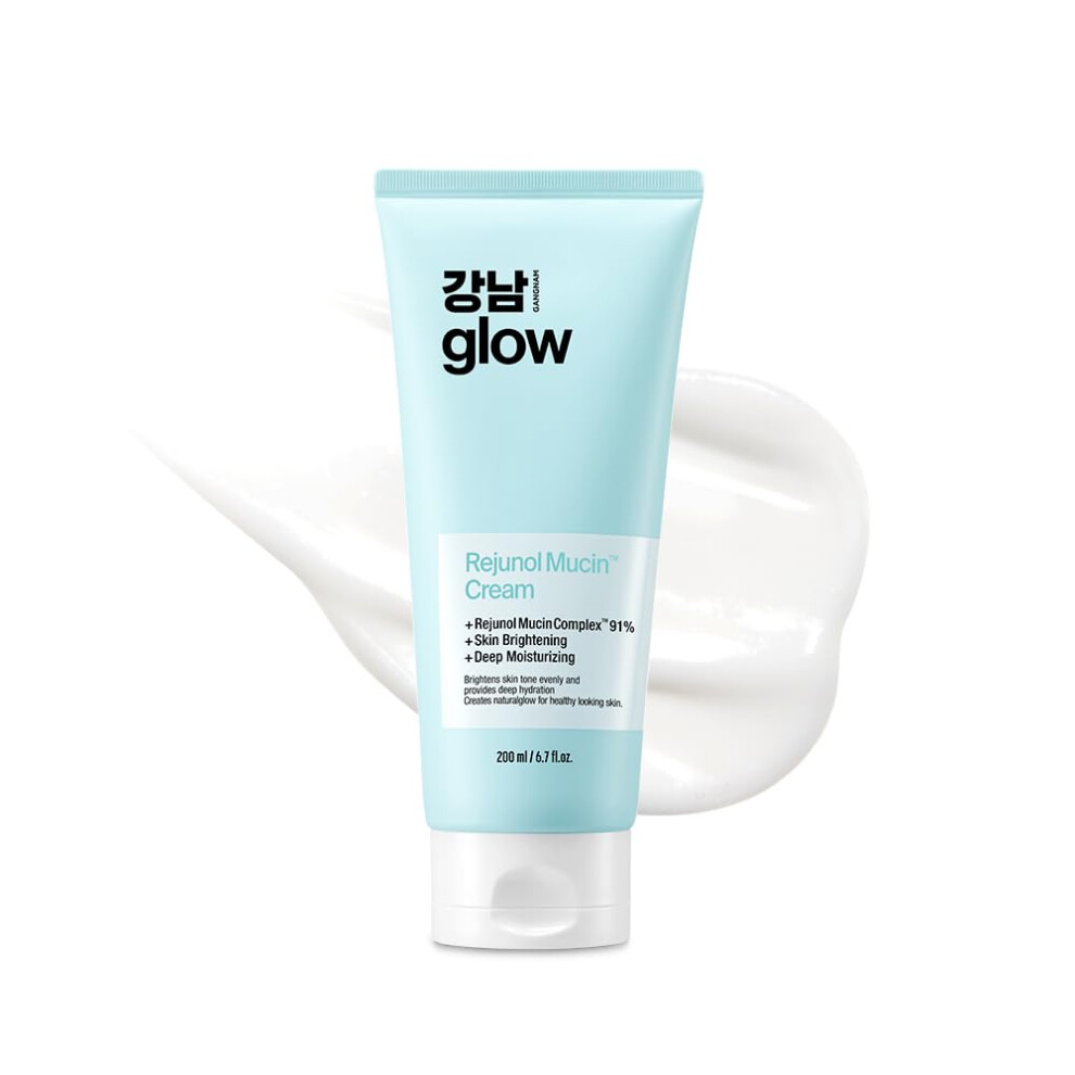 Gangnam Glow Cream Rejunol Mucin Pdrn Facial 6.76 Floz - 91.5% Snail Mucin Moisturizer With Hyaluronic Acid & Panthenol I Korean Skin Care I Face