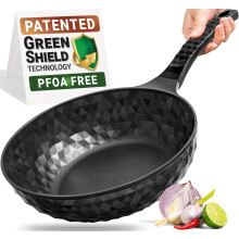Patelnia Wok Diamond X Premium z powloka nieprzywierajaca - 11-calowy duzy chinski wok z plaskim dnem - Woki i patelnie do smazenia z powloka nieprzy