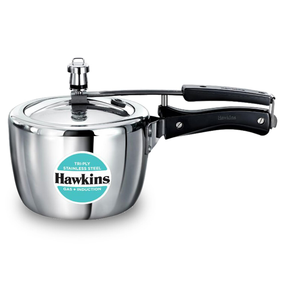 Hawkins 2.5 Litre Triply Stainless Steel Pressure Cooker Inner Lid Cooker Silver (HSST25)