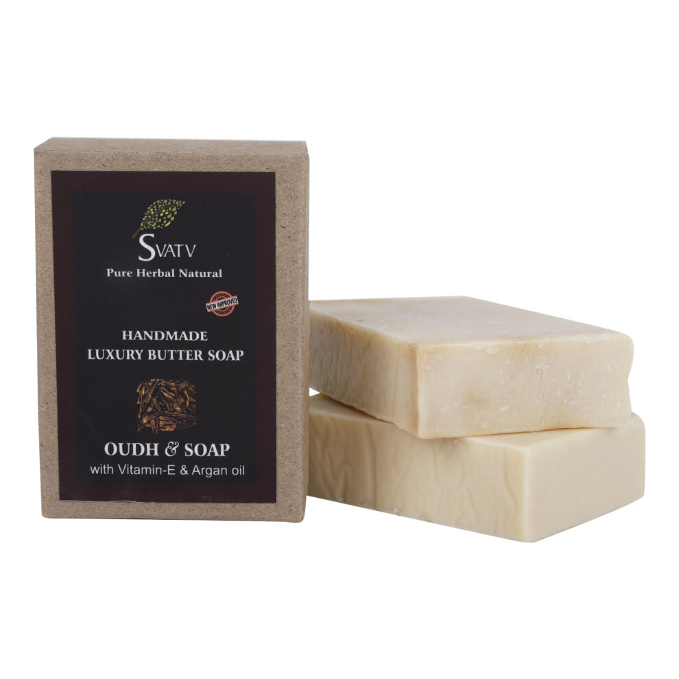 Svatv Handcrafted Soap With Natural Soothing Herbs Of Oudh & Vitamin-E For Men And Women - Exfoliating Bar Traditional Ayurvedic Herbal Soap Fo