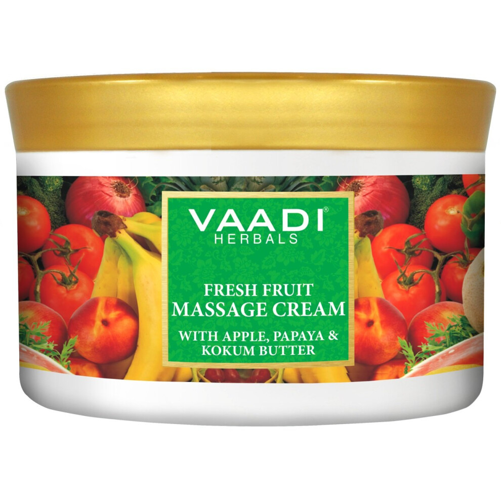 Vaadi Herbals Cream Fresh Fruit Massage With Apple Papaya & Kokum Butter - All Natural - Herbal - (Pack Of 1 X 500 Gm) (17.64 Oz)