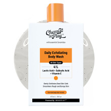 Chemist At Play Body Wash Peeling fr trockene, raue, holprige Erdbeerhaut mit 1 % Salicylsure, 2 % Milchsure und Ceramiden fr Mnner und Frauen,