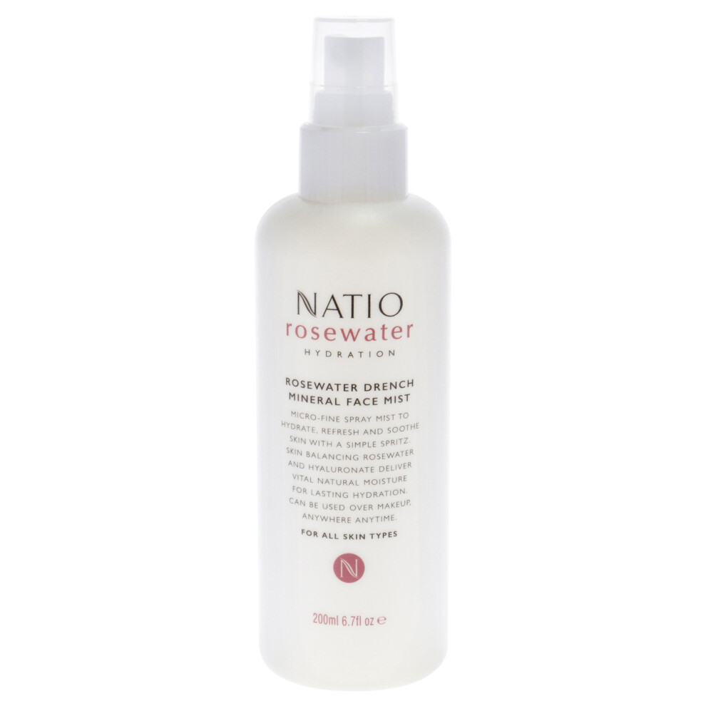 Natio Rosewater Drench Mineral Face Mist By For Women - 6.7 Oz Mist