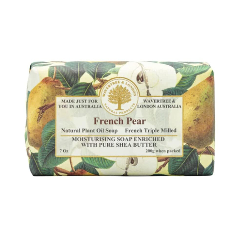 Wavertree & London Women's French Pear Scented Natural Soap Bar 7Oz Moisturizing French Triple Milled Soap Bar For & Men Enriched With Shea Butter
