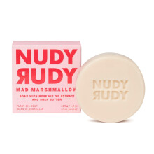 Nudy Rudy Mad Marshmallow-s?bepuck lavet med organisk sheasm?r og hybenolie Triple Milled Bar Ingen skrappe ingredienser Alle hudtyper 4,2 oz Fre