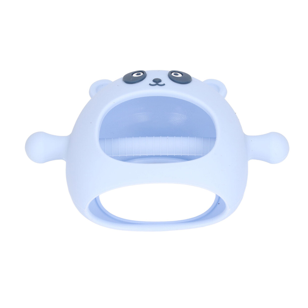 Baby Hand Teether Toy Soft Silicone Cleanable Prevent Dropping Wearable Wrist Teething Chew Toy Blue