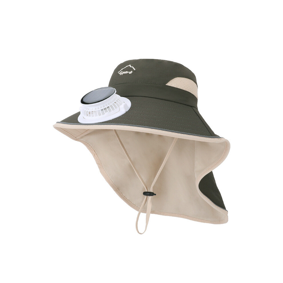 (Brown)Chapeau de soleil été enfant avec ventilateur solaire pour sports de plein air et vêtements décontractés