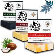 The Black Stuff All Natural Organic Soap Bar - Pacchetto di 3 saponi con ingredienti biologici e oli essenziali - saponi profumati a mano per uomini