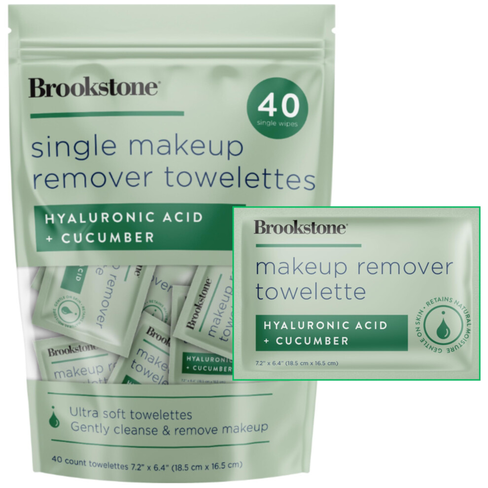 Pink Sky Brookstone Individual Makeup Remover Wipes - Ultra Soft Makeup Remover Wipes Individually Wrapped Gently Cleanse & Remove Makeup 40 Count Make