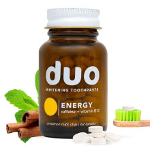 Duo Energy Toothpaste Tablets | Caffeine + B12 w/Nano-Hydroxyapatite (nHa) - Whitening Remineralize & Reduce Sensitivity | Sustainable & Plastic