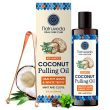 Collutorio che tira olio | Olio di cocco che tira per denti e gengive | Sapore fresco di menta | Detox orale naturale | Olio di trazione senza alcool
