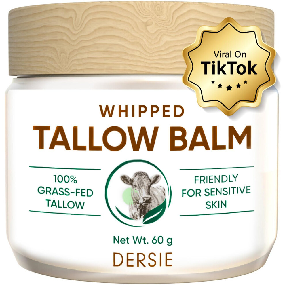 Dersie Whipped Beef Tallow Balm For Skin: Tallow Face Moisturizer With Australia Emu Oil Blue Cypress Sandalwood Oil -Fresh Herbal Scent - Eczema Reli