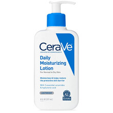 Lozione idratante Cerave Daily | 8 once | Lozione per il viso e il corpo per la pelle secca con acido ialuronico | Fragrace Free