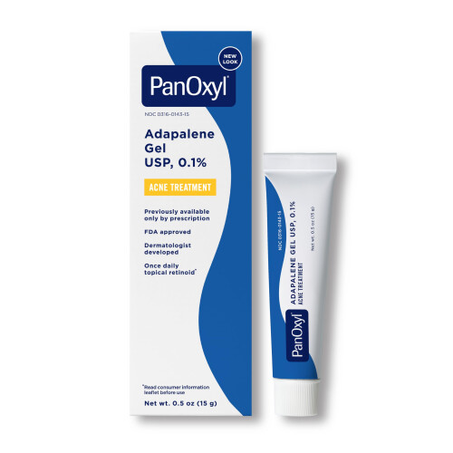 PanOxyl Adapalene 0.1% Leave-On Gel  30 Day Supply  Retinoid Gel Acne Treatment  Acne Prone Skin  Oil Free  Fragrance Free  0.5 oz