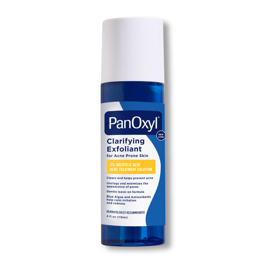 PanOxyl Clarifying Exfoliant with 2% Salicylic Acid BHA Liquid Exfoliant for Face Unclogs and Minimizes Appearance of Pores Blue Algae & Antio