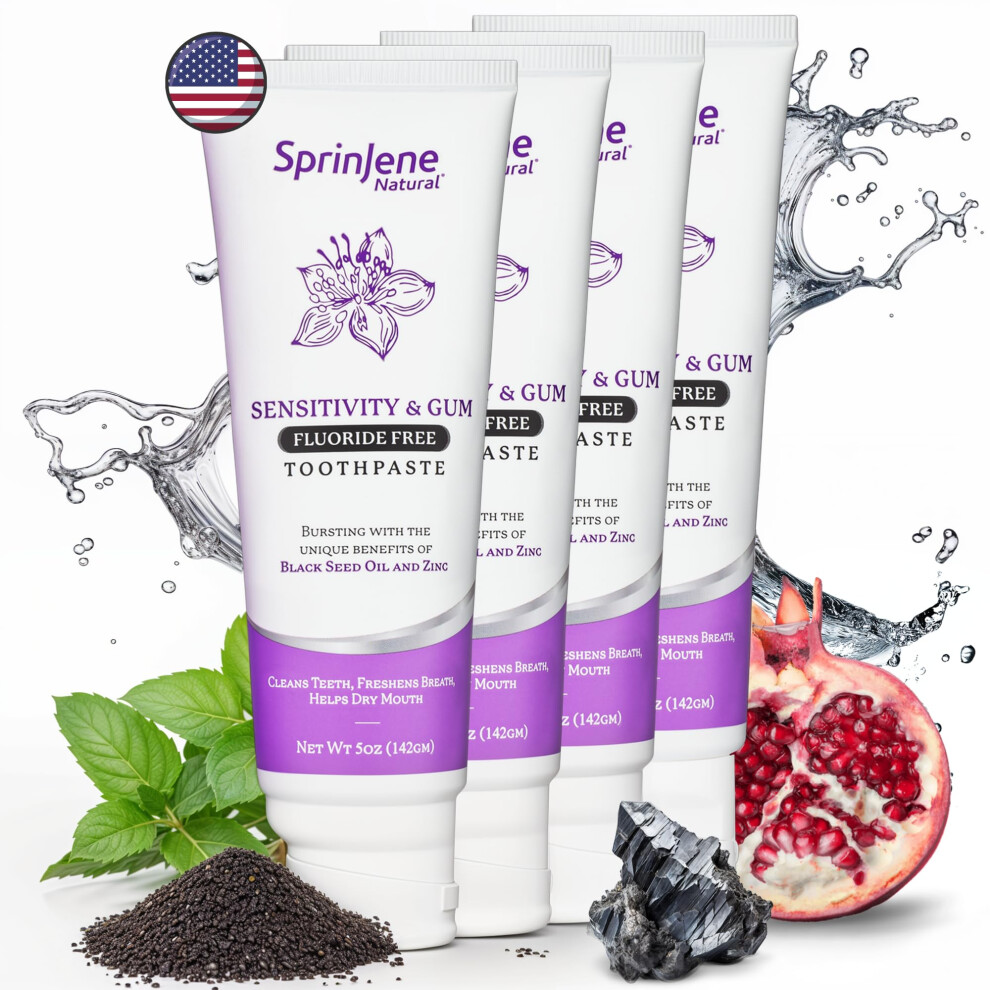 Sprinjene Natural Sensitivity & Gum Fluoride Free Toothpaste For Strong Teeth & Gums - Natural Toothpaste To Soothe Dry Mouth & Freshen Breath |