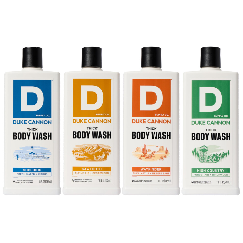 Duke Cannon Supply C Duke Cannon Supply Co. Thick High-Viscosity Body Wash For Men The Scent Seeker Variety 4 Pack - Premium Ingredients Plant-Based Thickeners Supe
