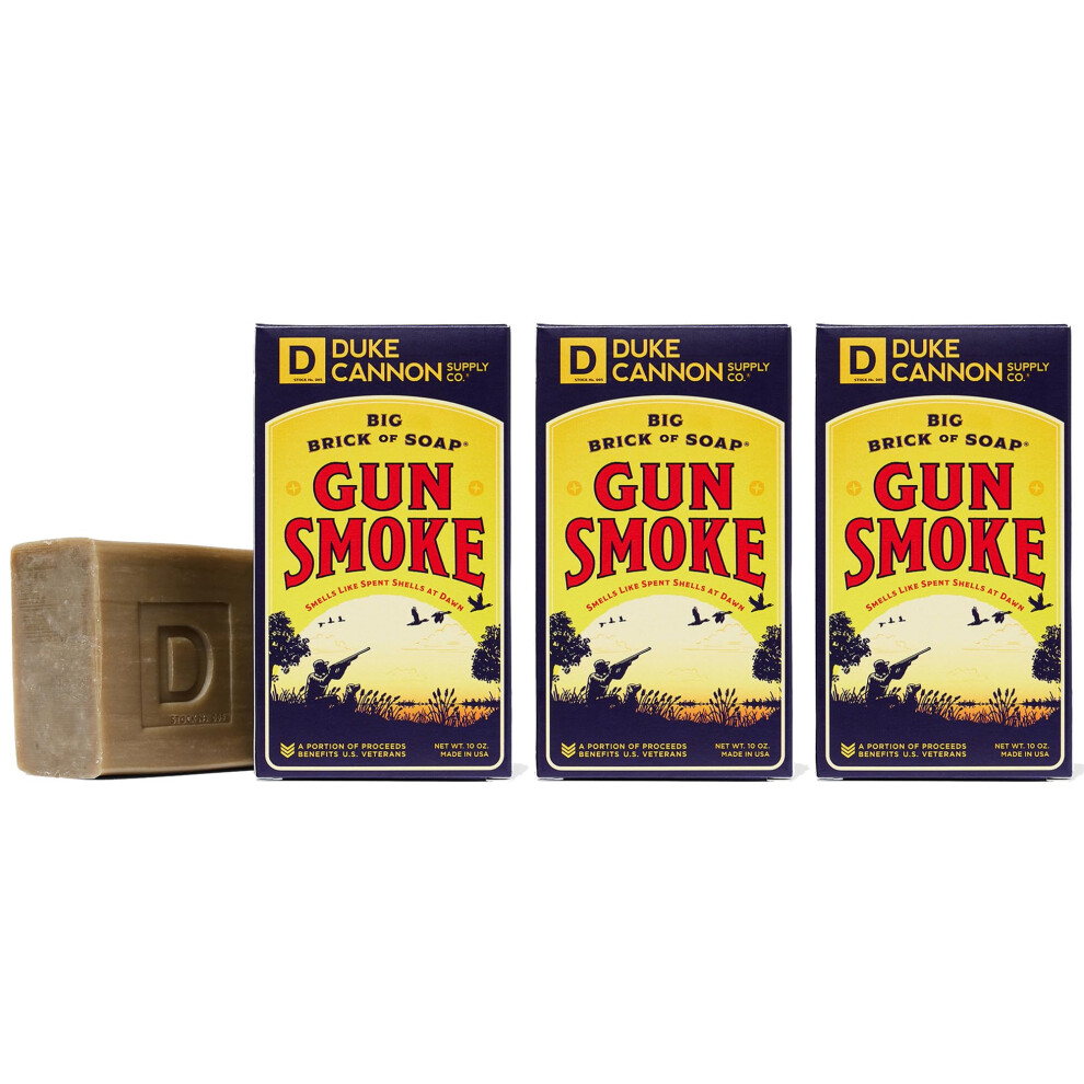 Duke Cannon Supply C Duke Cannon Supply Co. Big Brick Of Soap Bar For Men Gun Smoke (Wood Bourbon & Leather) Multi-Pack - Superior Grade Extra Large Masculine Scen