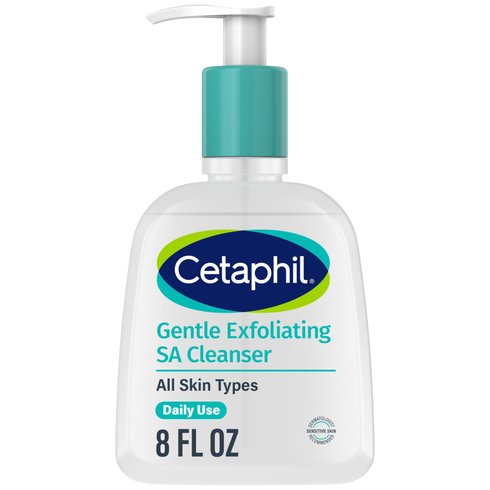 Cetaphil Gentle Exfoliating SA Cleanser  Foaming Gel Cleanser for All Skin Types  8 Oz Pump Bottle  Salicylic Acid  Mandelic Acid & Gluconolacton