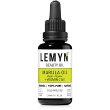 Lemyn Organics Olejek do twarzy Virgin Marula | Doladowany witamina C i E | Swiezo zrobione | Intensywne nawilzenie i wzmocnienie blasku | Przeciwsta
