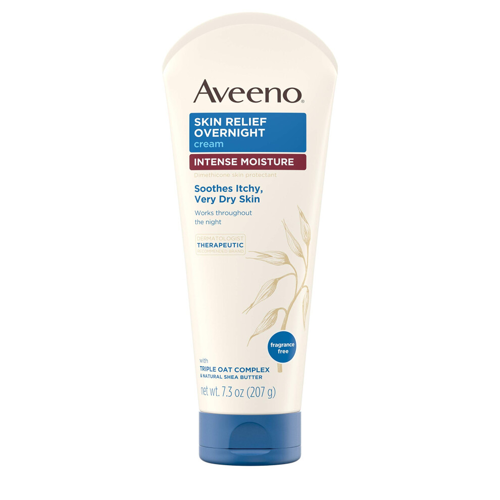 Aveeno Skin Relief Overnight Intense Moisture Cream with Triple Oat Complex & Natural Shea Butter  Therapeutic Dimethicone Skin Protectant for Dr