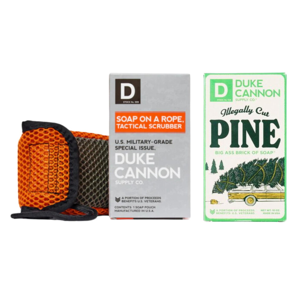 Duke Cannon Supply C Duke Cannon Supply Co. Holiday Edition Illegally Cut Pine Soap & Tactical Scrubber - U.s. Military-Grade Soap Pouch With Coarse And Soft Mesh Du