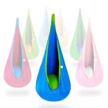 OUTREE Seggiolino a Pod per Bambini, Amaca in Cotone, Sedia a Dondolo Sensoriale per Interni ed Esterni, Blu