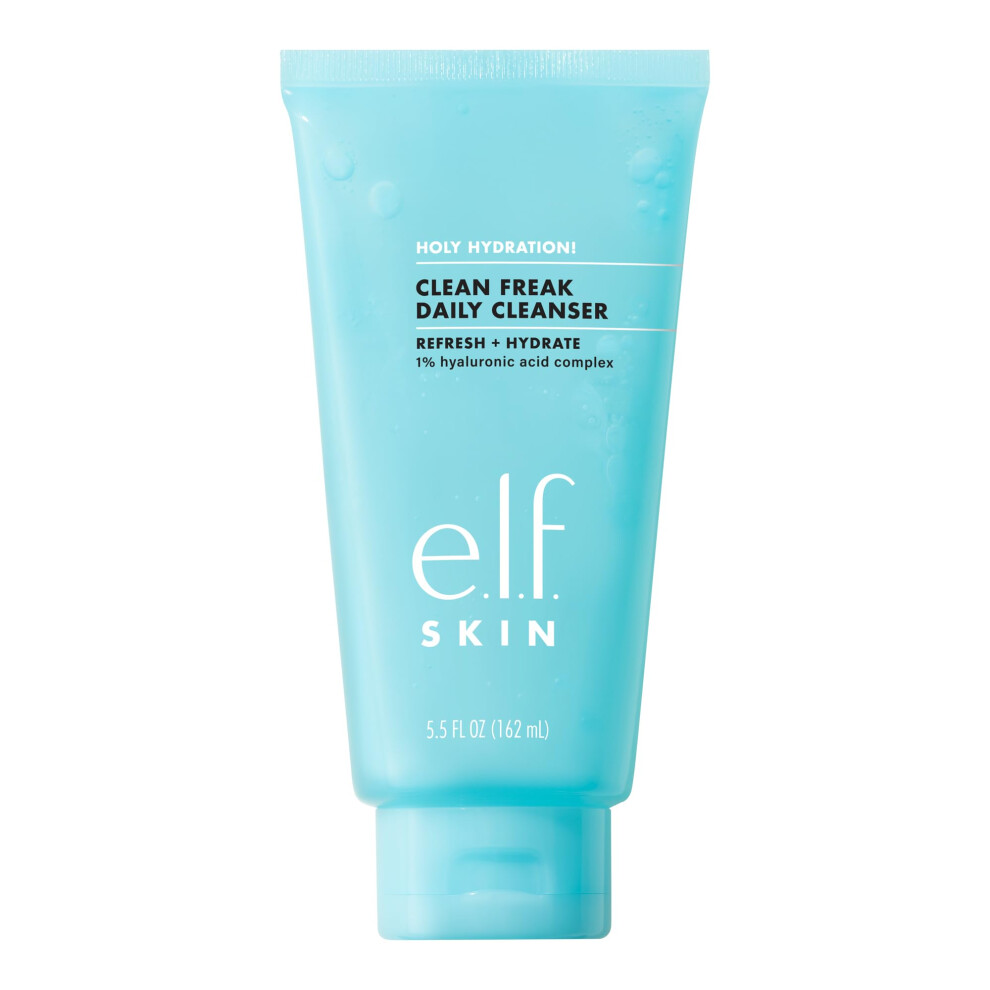 Elf E.l.f. Skin Holy Hydration! Clean Freak Daily Cleanser Gentle Hydrating Gel Face Cleanser Made With Hyaluronic Acid Vegan & Cruelty-Free 5.5 Fl O