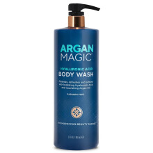 Argan Magic Hyaluronsure-Krperwaschmittel reinigt, erfrischt und macht die Haut weich mit feuchtigkeitsspendender Hyaluronsure und nhrendem Arg
