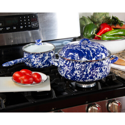 Golden Rabbit Enamelware - 4qt Dutch Oven (Cobalt Swirl) 2